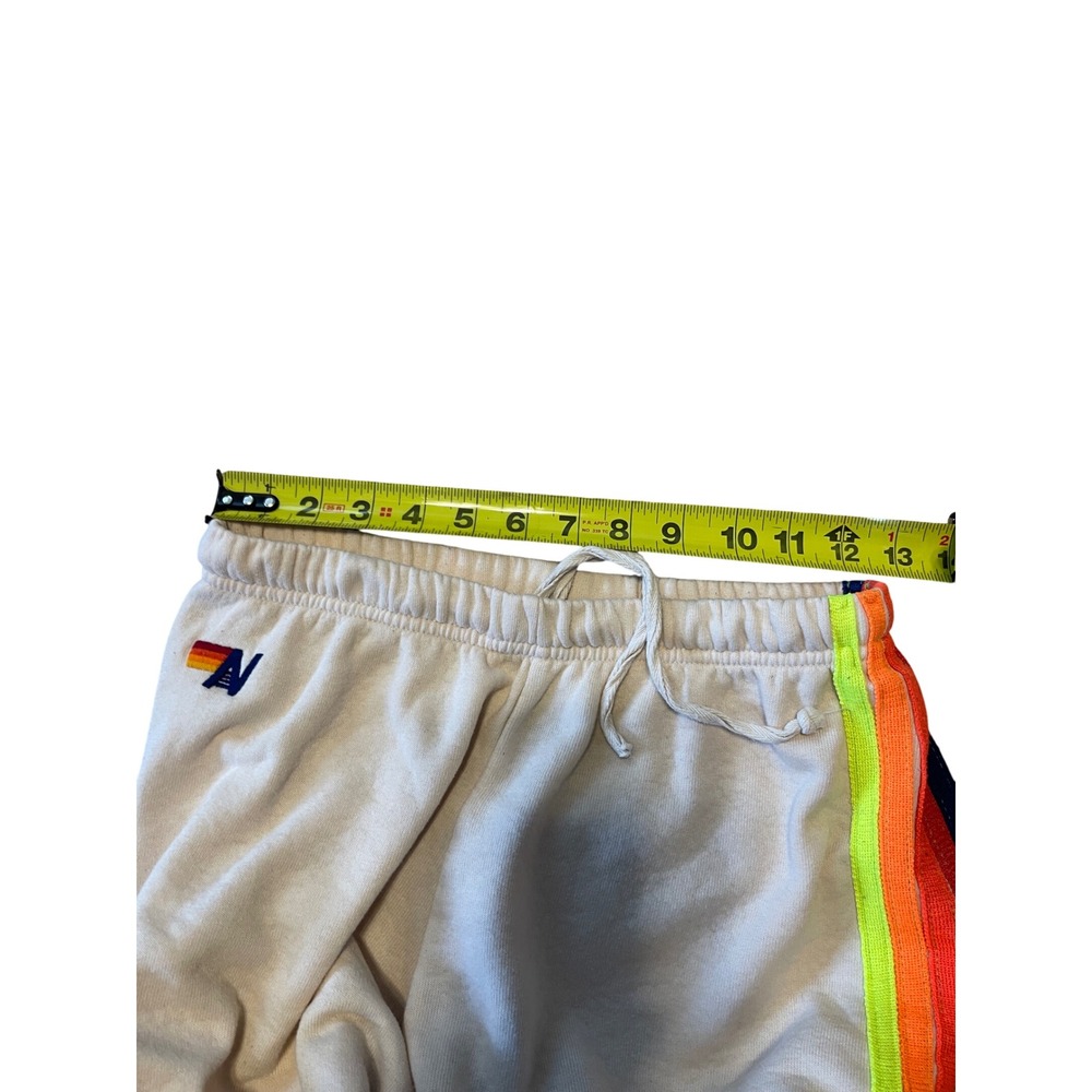 Aviator Nation Rainbow Stripe Sweatpants Peach Tan Joggers Small I09 - Picture 5 of 5